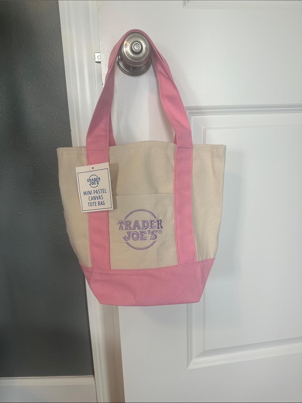 Trader Joe’s Pink & Cream wCanvas Tote Bag